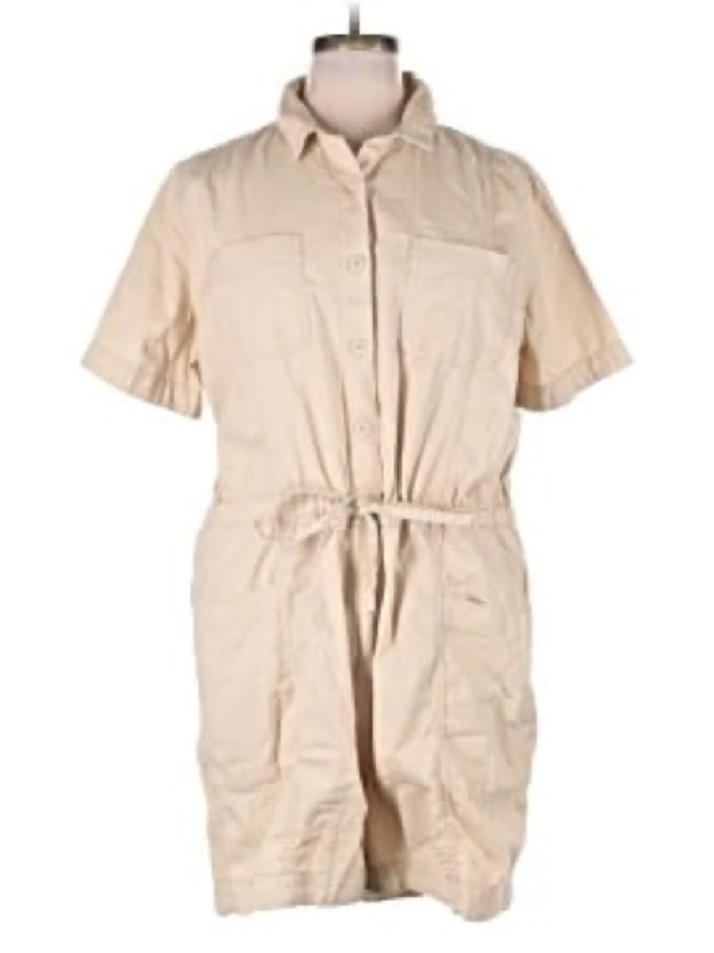 Old Navy Beige Short-Sleeve Utility Romper